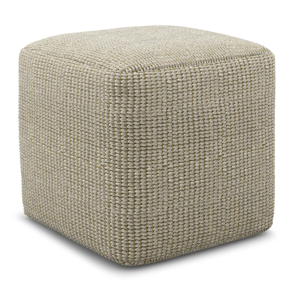 Square Woven Indoor Outdoor Pouf Cream Natural Fiber - Omega Lifestyles