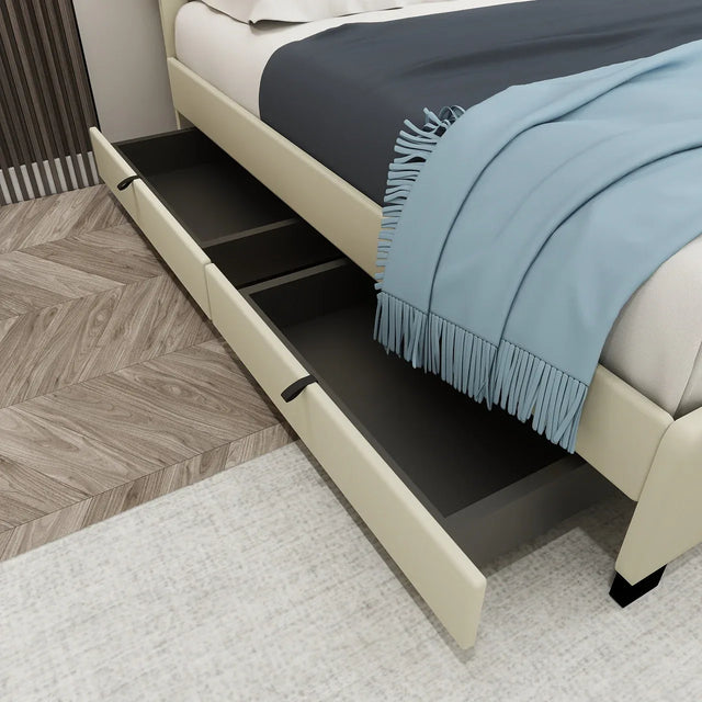 Queen Modern Velvet Upholstered Bed Frame With Trundle - Omega Lifestyles