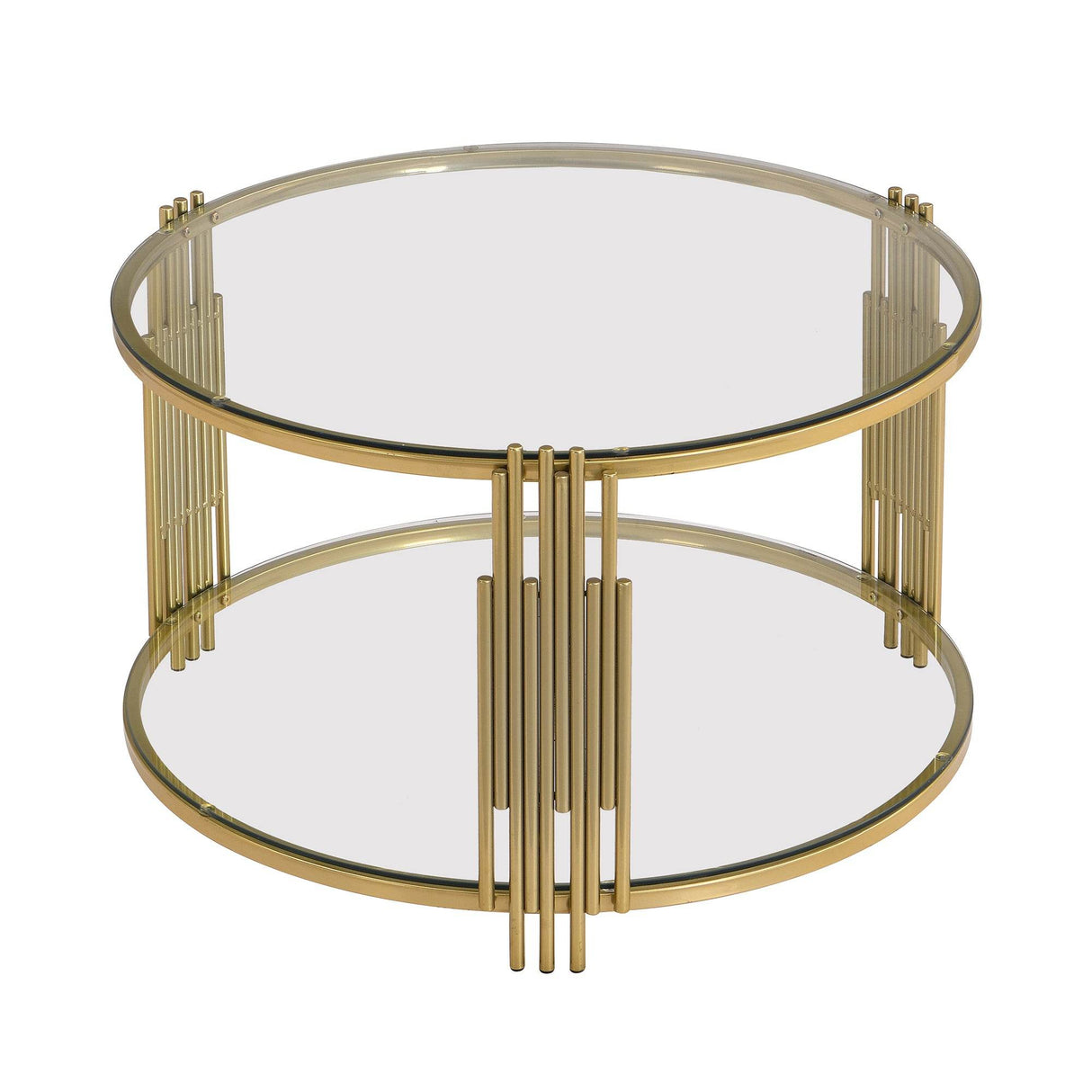 Modern Round Tempered Glass Coffee Table With Shelf - Sleep Galleria