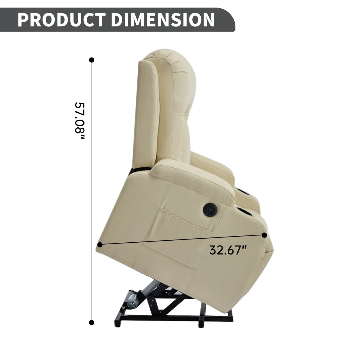 Beige PU Leather Power Lift Massage Recliner Chair - Omega Lifestyles
