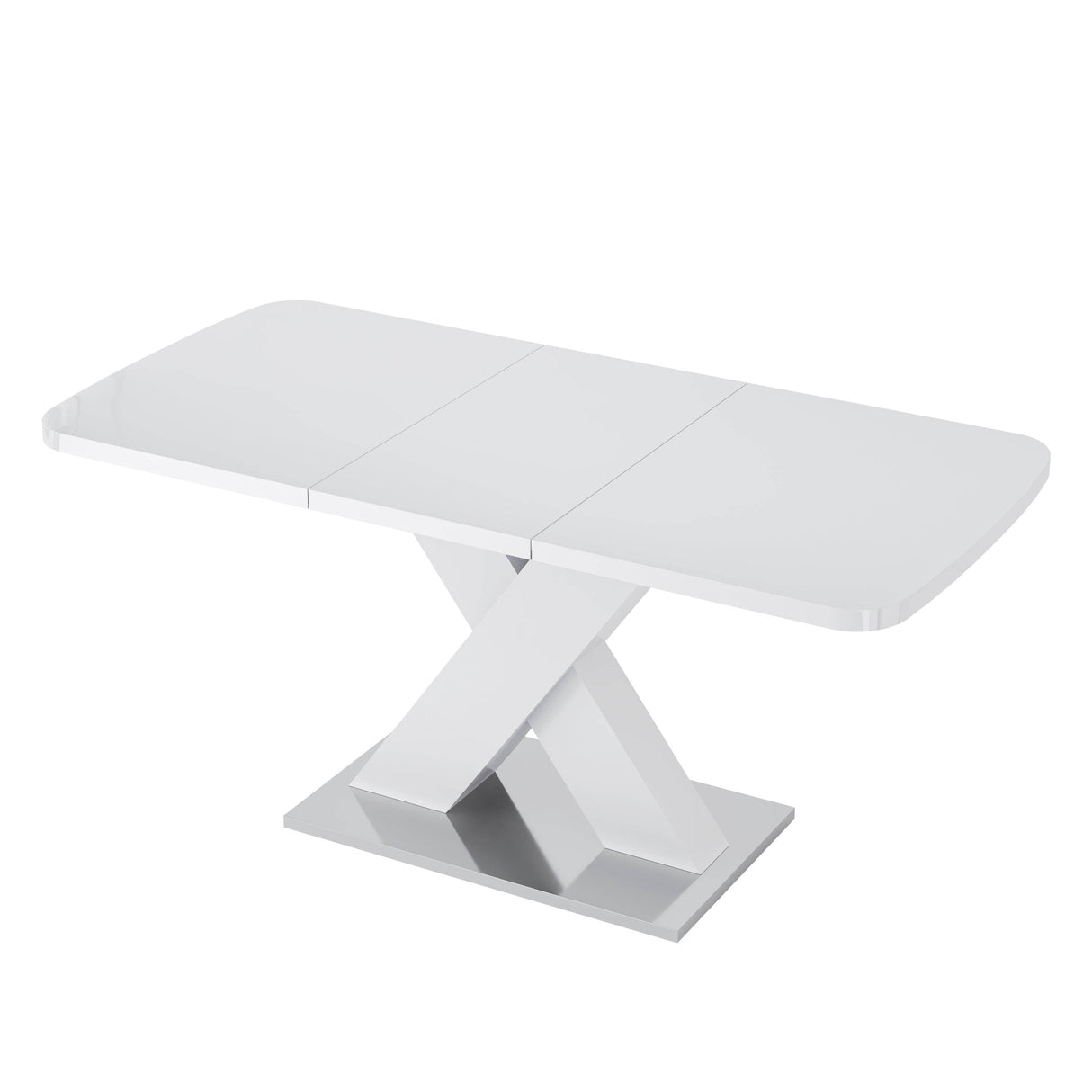 Modern Square Stretchable White MDF Steel Dining Table - Sleep Galleria