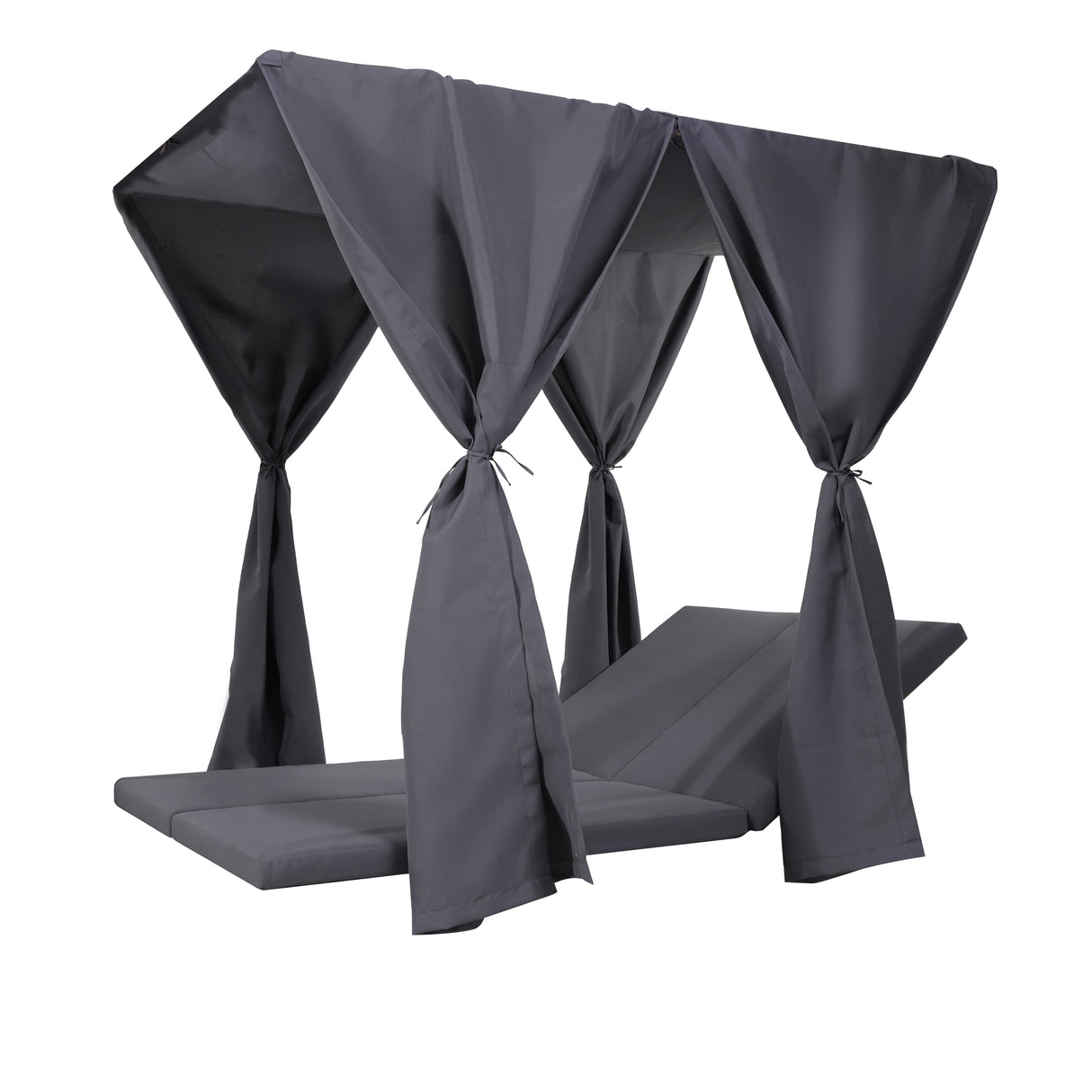 Waterproof Dark Grey Daybed Cushion And Curtains