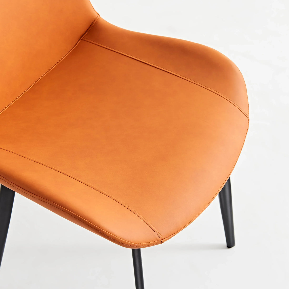 Set Of 2 Orange PU Leather Dining Chairs With Metal Legs - Omega Lifestyles