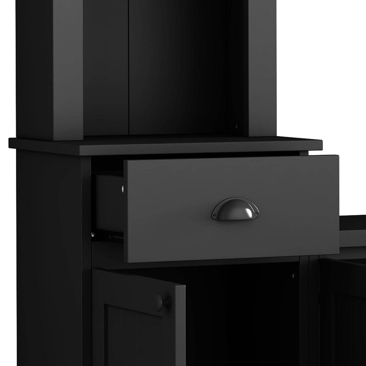 Adjustable Height Black Particle Board TV Stand Console - Sleep Galleria