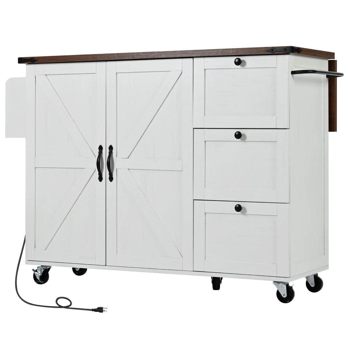 Farmhouse Kitchen Island Cart With Power Outlet - Omega Lifestyles