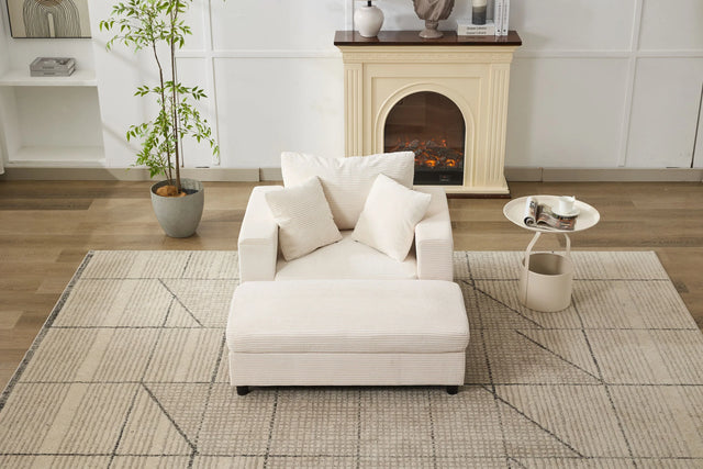 Corduroy Chaise Lounge Chair With Removable Ottoman - Omega Lifestyles