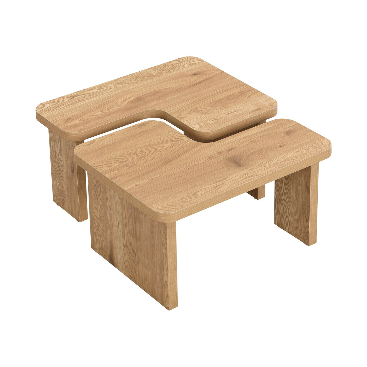L-Shaped Oak MDF Detachable Farmhouse Coffee Table - Sleep Galleria