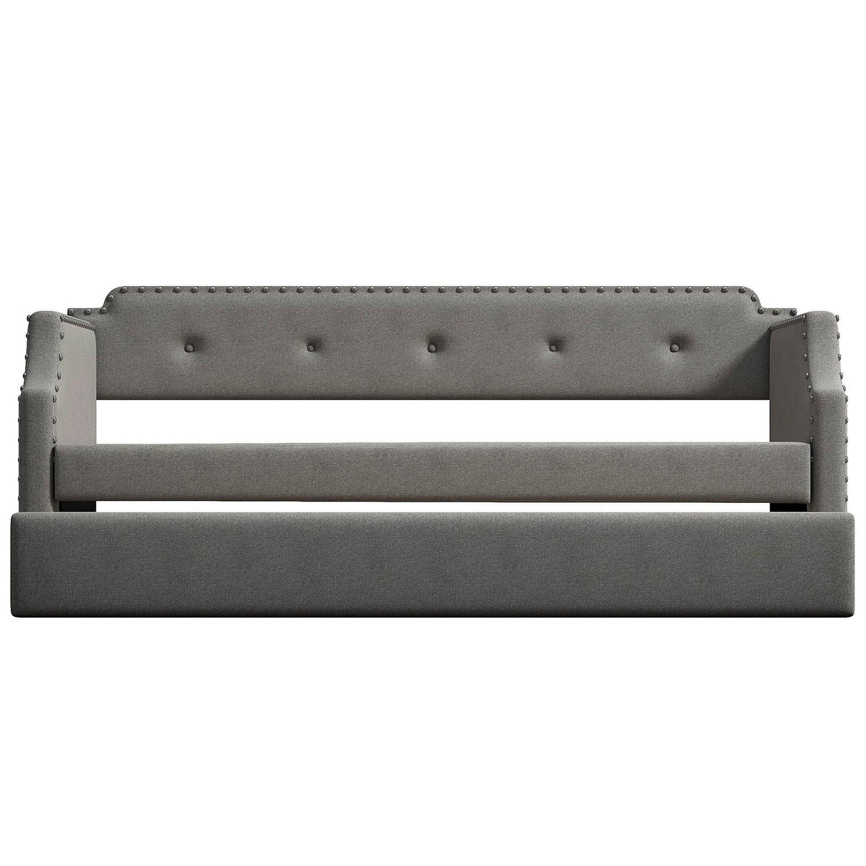 Gray Linen Upholstered Twin Daybed With Trundle - Omega Lifestyles