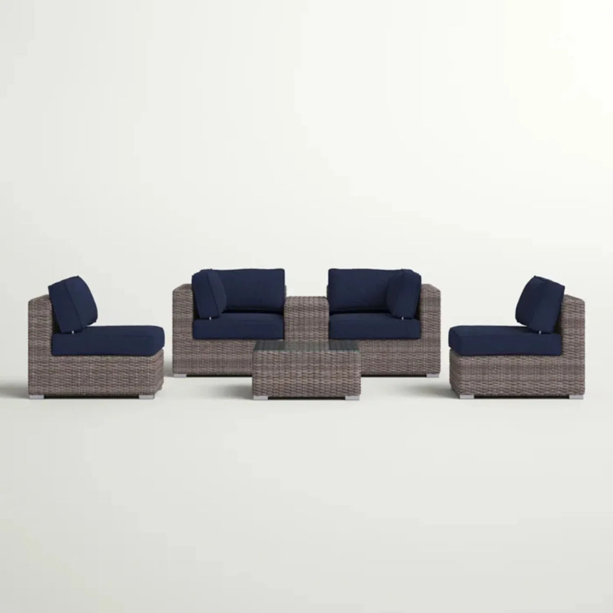 Weather-Resistant HDPE Wicker Patio Conversation Set With Cushions - Omega Lifestyles