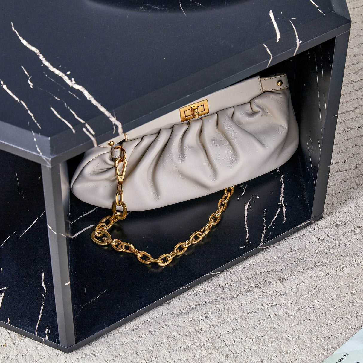 Set Of 2 Modern Minimalist Black Hexagonal Coffee Tables - Sleep Galleria