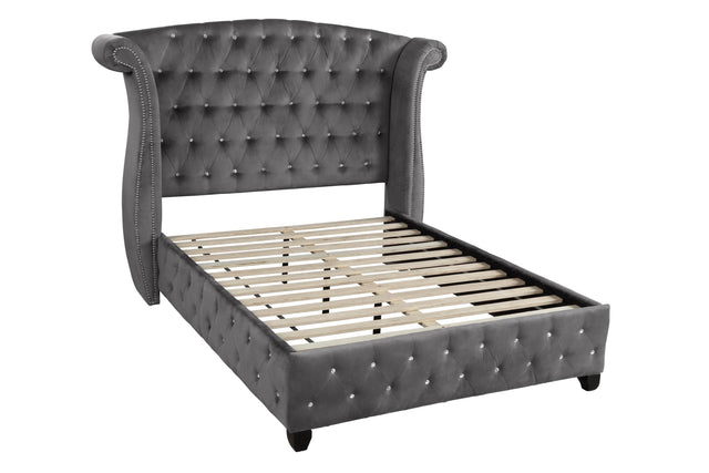 Crystal Tufted Upholstered Velvet King Bed Frame - Omega Lifestyles