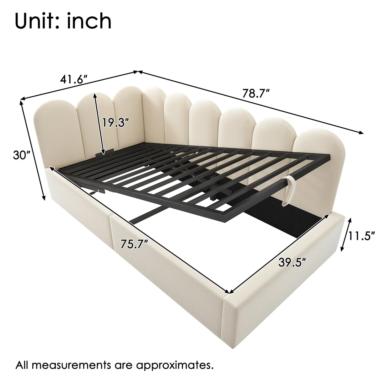 Twin Velvet Upholstered Daybed With Hydraulic Storage - Omega Lifestyles