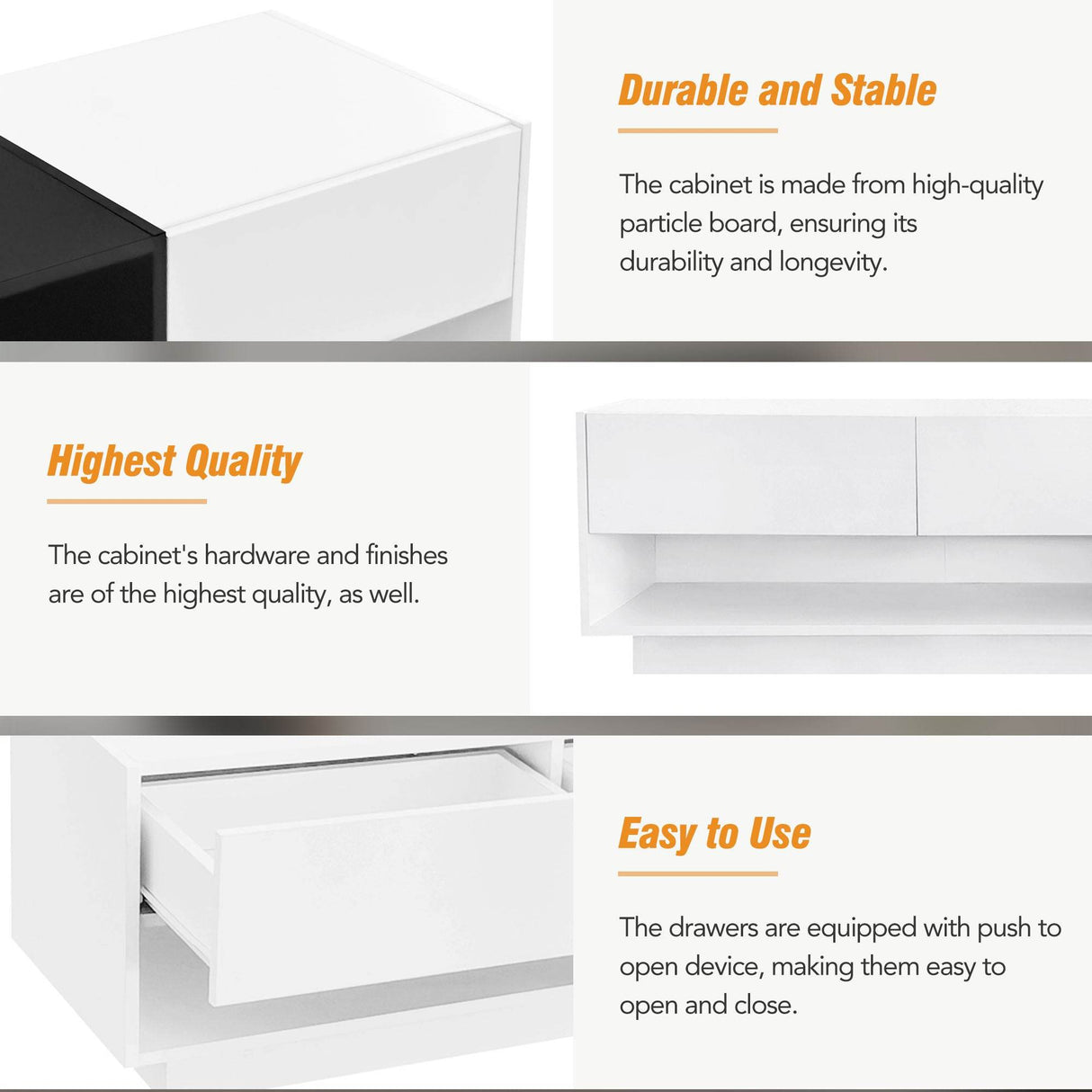 Two-Tone Particle Board White TV Stand With Storage - Sleep Galleria