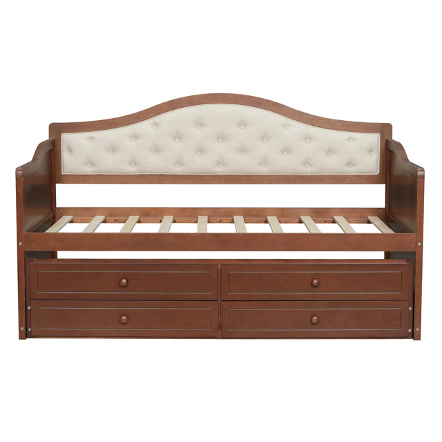 Twin Daybed With Trundle And Storage Drawers Walnut - Omega Lifestyles