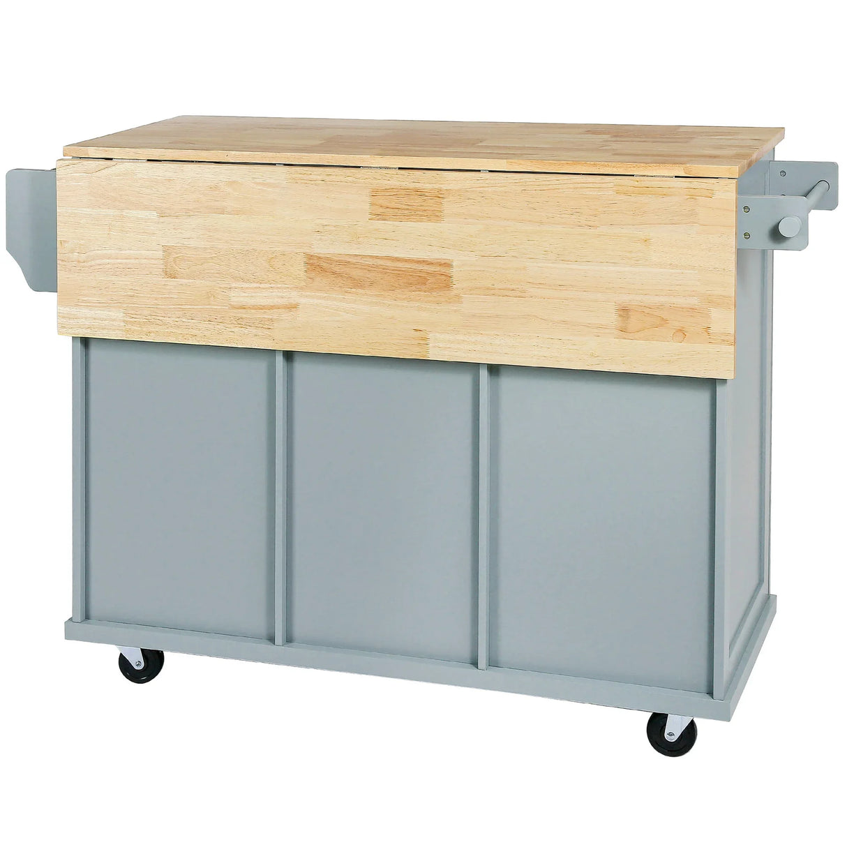 Kitchen Cart With Rubber Wood Drop-Leaf Countertop Storage Island - Omega Lifestyles