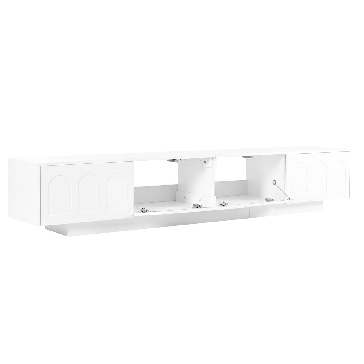 Smart LED White TV Stand With Storage Cabinets - Sleep Galleria