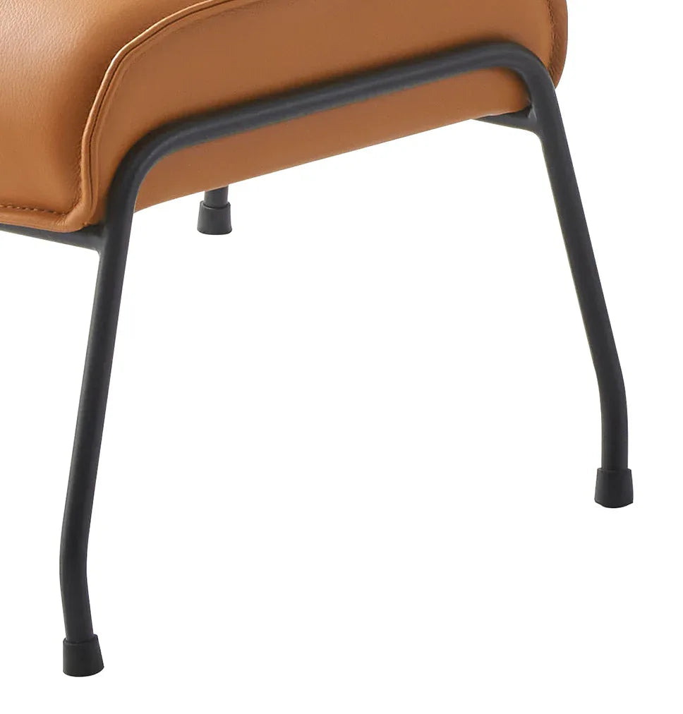 Sandstone Top Grain Leather Accent Chair With Ottoman - Omega Lifestyles