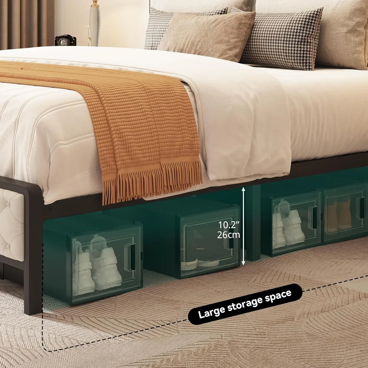 Queen Platform Bed Frame With Charging Station And Storage - Omega Lifestyles