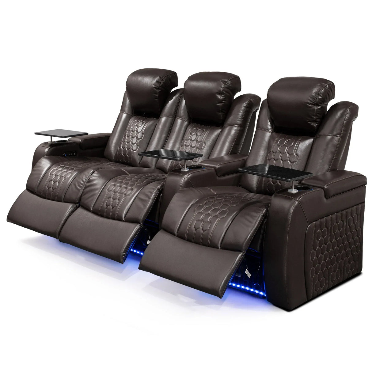 Top-Grain Nappa Leather Power Recliner With RGB Lighting - Omega Lifestyles