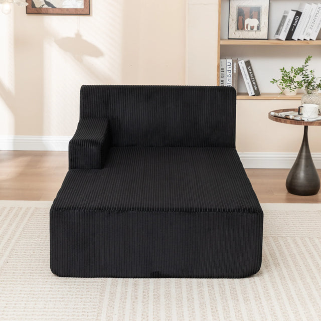 Corduroy Foam Right Armrest Chaise Lounge Chair - Omega Lifestyles