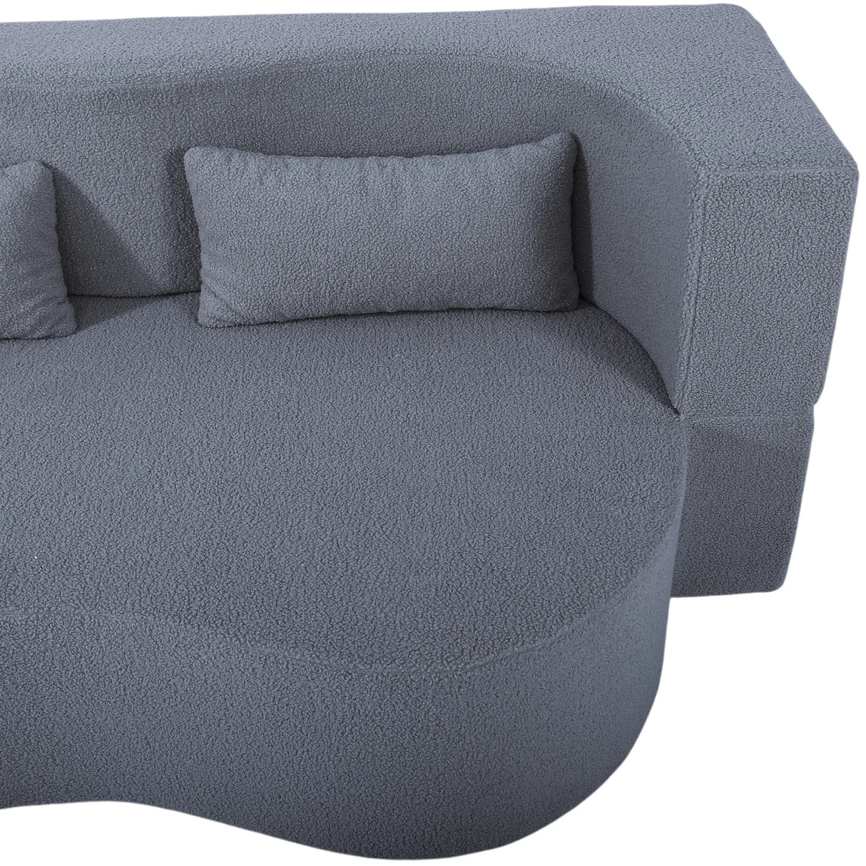 Full Size Convertible Teddy Fabric Sofa Bed With Pillows - Omega Lifestyles