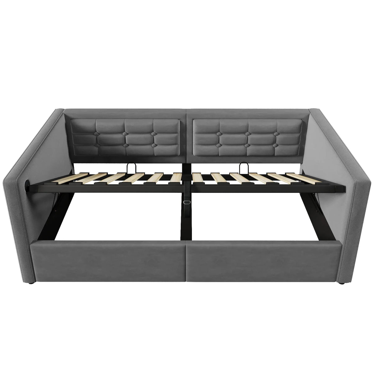 Twin Gray Velvet Upholstered Hydraulic Storage Daybed With USB Charging - Omega Lifestyles