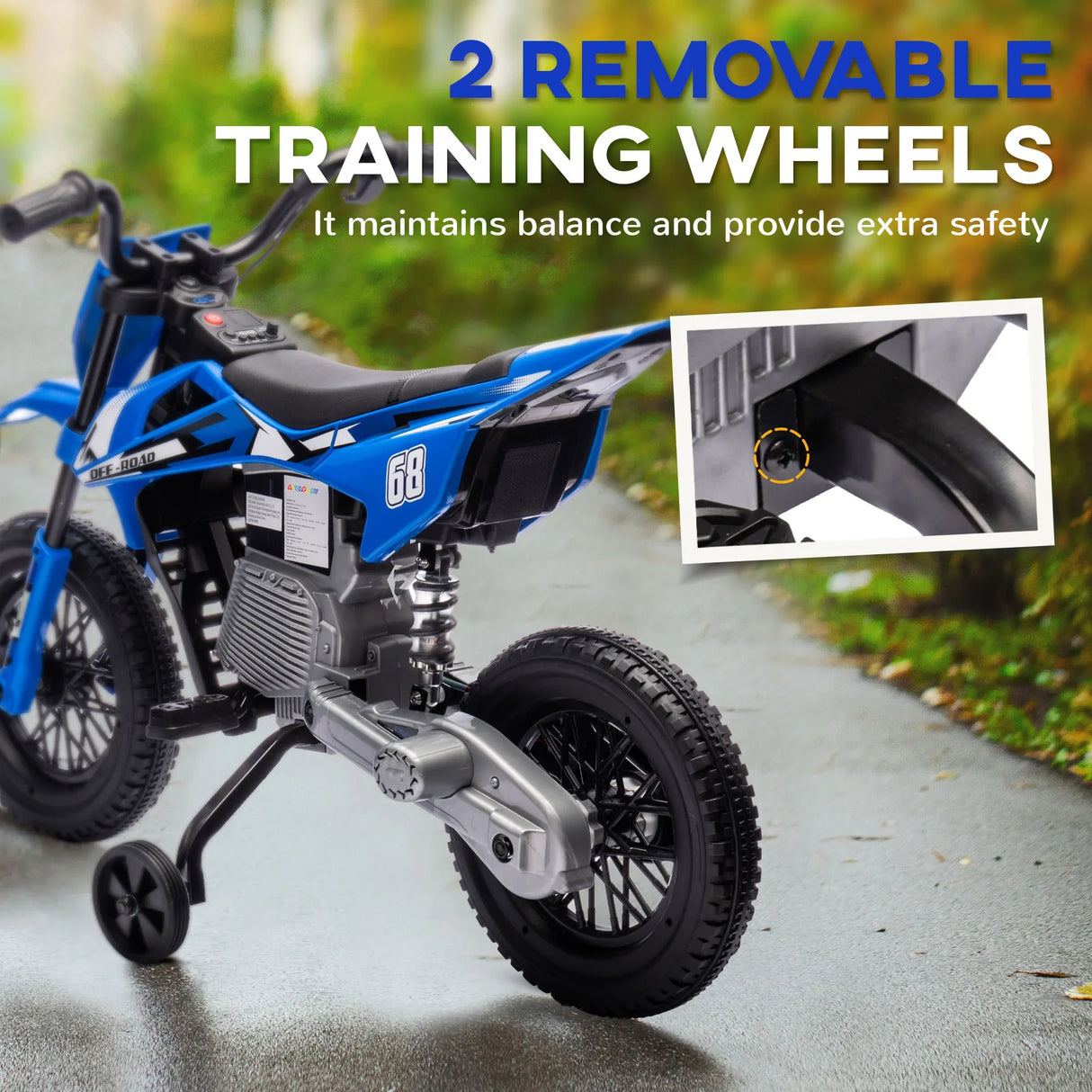 12V Electric Toddler Dirt Bike With Training Wheels - Omega Lifestyles