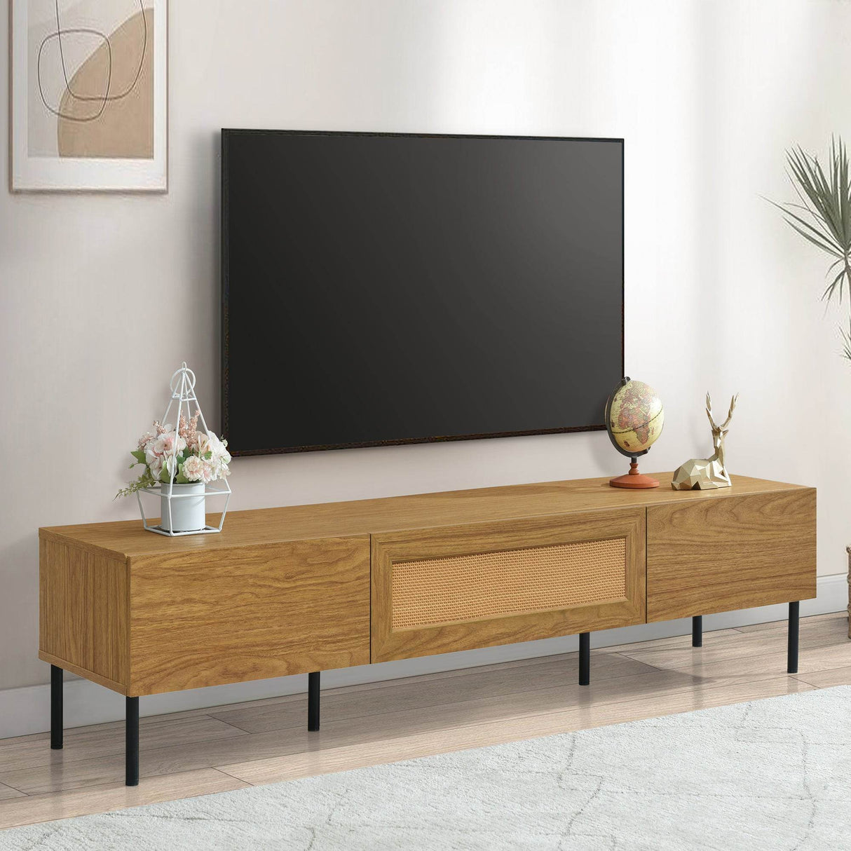 Boho Farmhouse Particle Board TV Stand Cabinet - Sleep Galleria