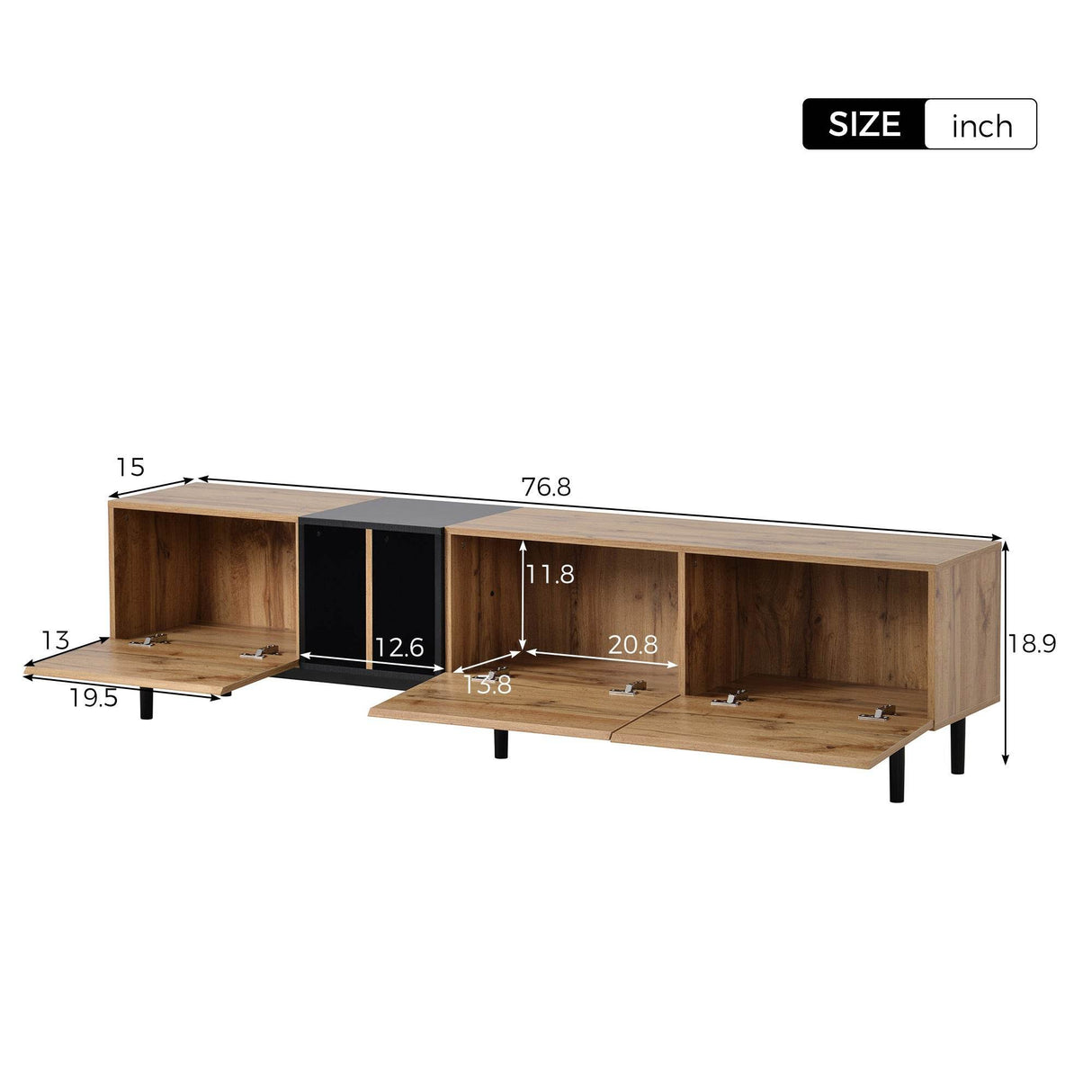 Modern Natural Wood MDF TV Stand Console - Sleep Galleria