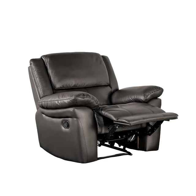 Transitional Black Leather Match Manual Recliner Chair - Omega Lifestyles