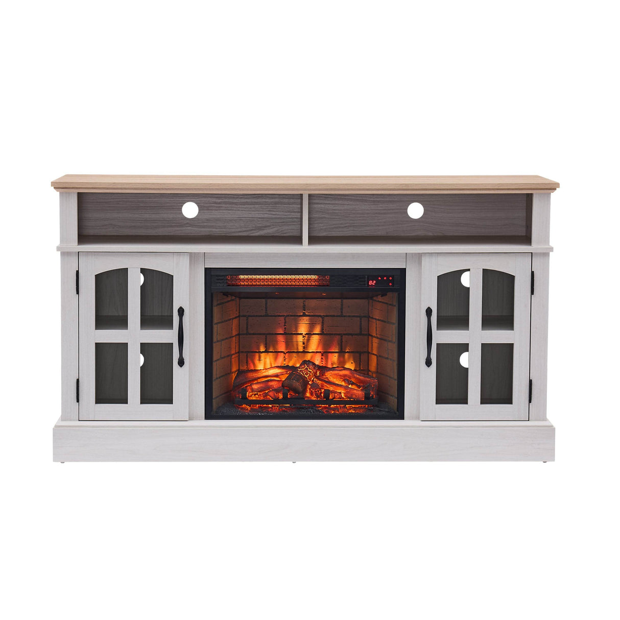 58-Inch Jasmine White Electric Fireplace TV Stand - Sleep Galleria