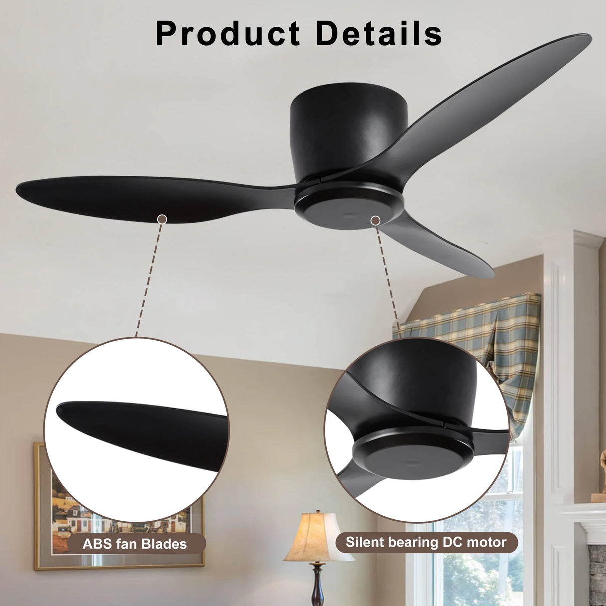 42-Inch Matte Black Ceiling Fan With Remote Control - Omega Lifestyles
