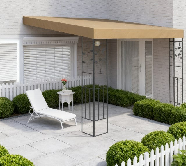 Metal Patio Pergola Canopy With Drainage Holes Coffee