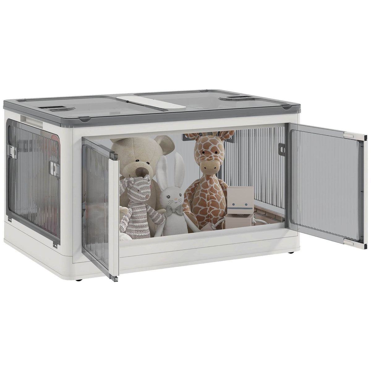 Collapsible Stackable Plastic Storage Bin With Wheels