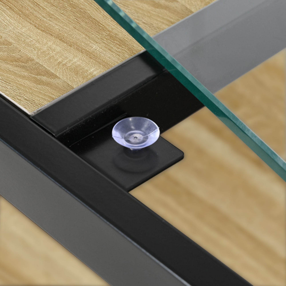 Industrial Glass And Natural Wood Modern Coffee Table - Sleep Galleria