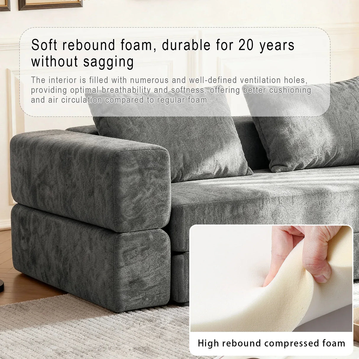 Memory Foam Convertible Sofa Bed With Chenille Upholstery - Omega Lifestyles