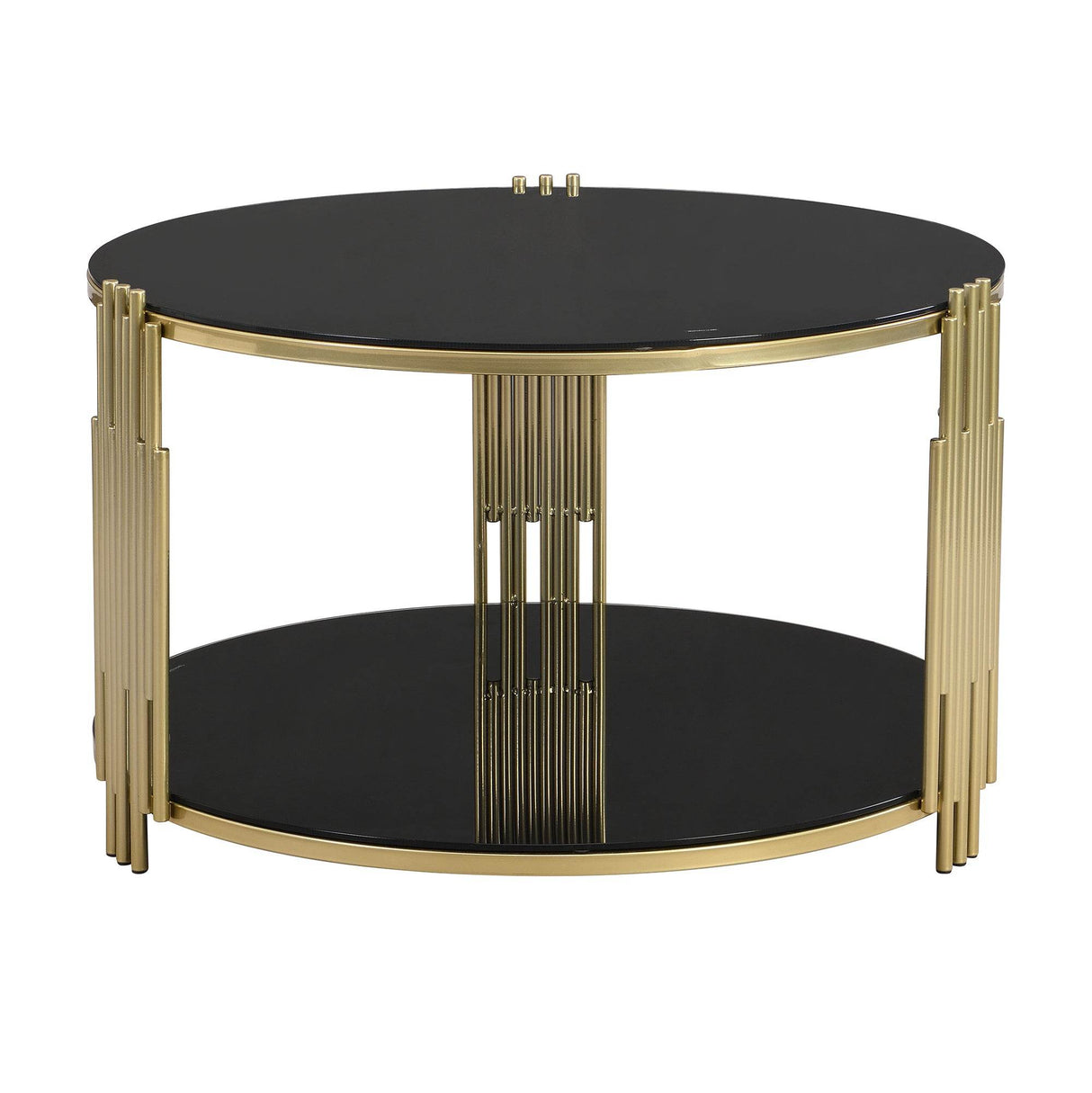 Modern Black Mirror Round Coffee Table With Shelf - Sleep Galleria