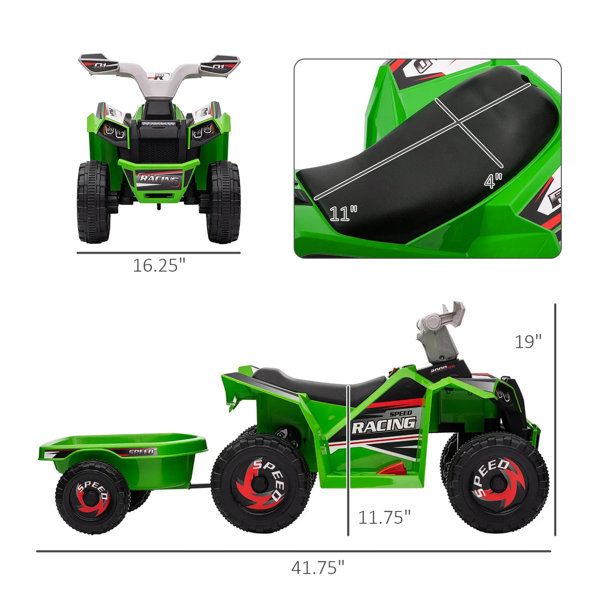 6V Electric Kids ATV With Cargo Trailer And Wear-Resistant Wheels - Omega Lifestyles