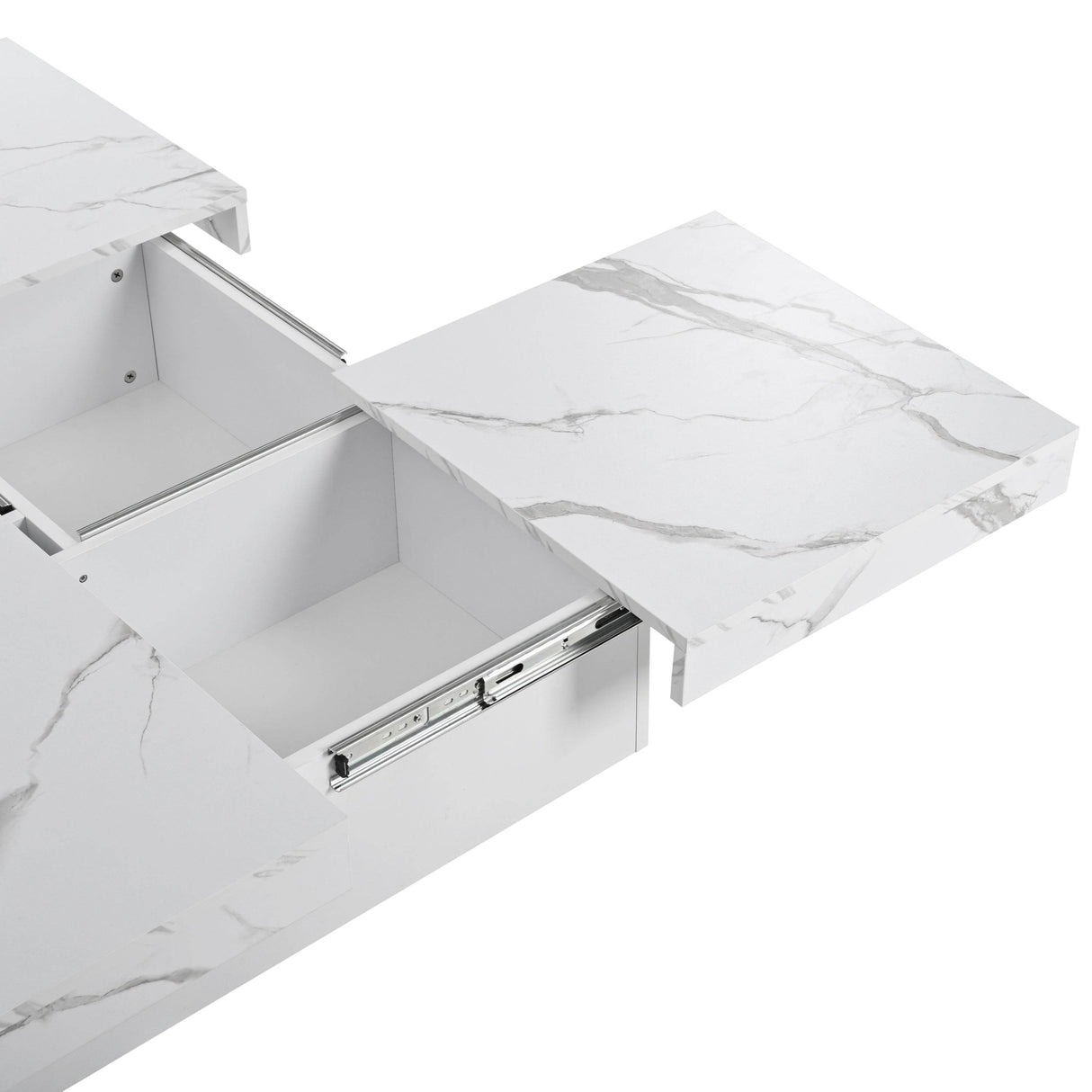 Square Marble Veneer Sliding Top Storage Coffee Table - Sleep Galleria