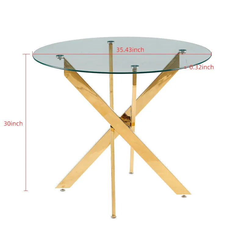 5-Piece Mid-Century Glass Top Metal Leg Dining Set - Omega Lifestyles