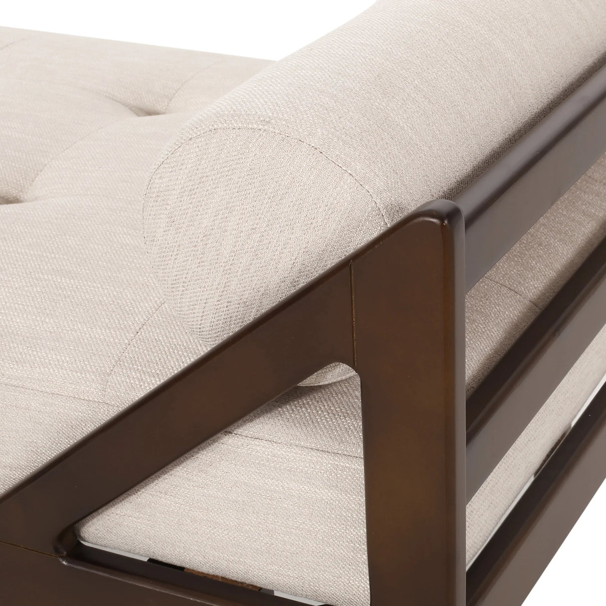 Beige Fabric Button Tufted Bentwood Chaise Lounge - Omega Lifestyles