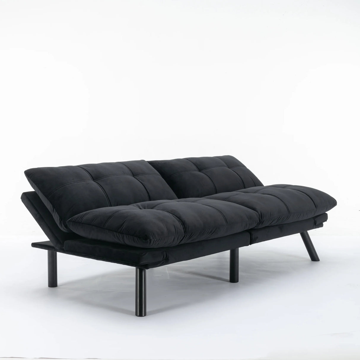 Black Upholstered Convertible Twin Sofa Bed With Foam Cushion - Omega Lifestyles