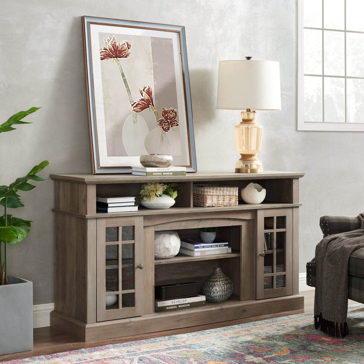 Classic Gray Wash MDF TV Stand Console - Sleep Galleria