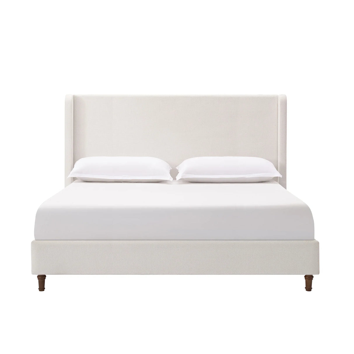 King Contemporary Cream Chenille Upholstered Bed Frame - Omega Lifestyles