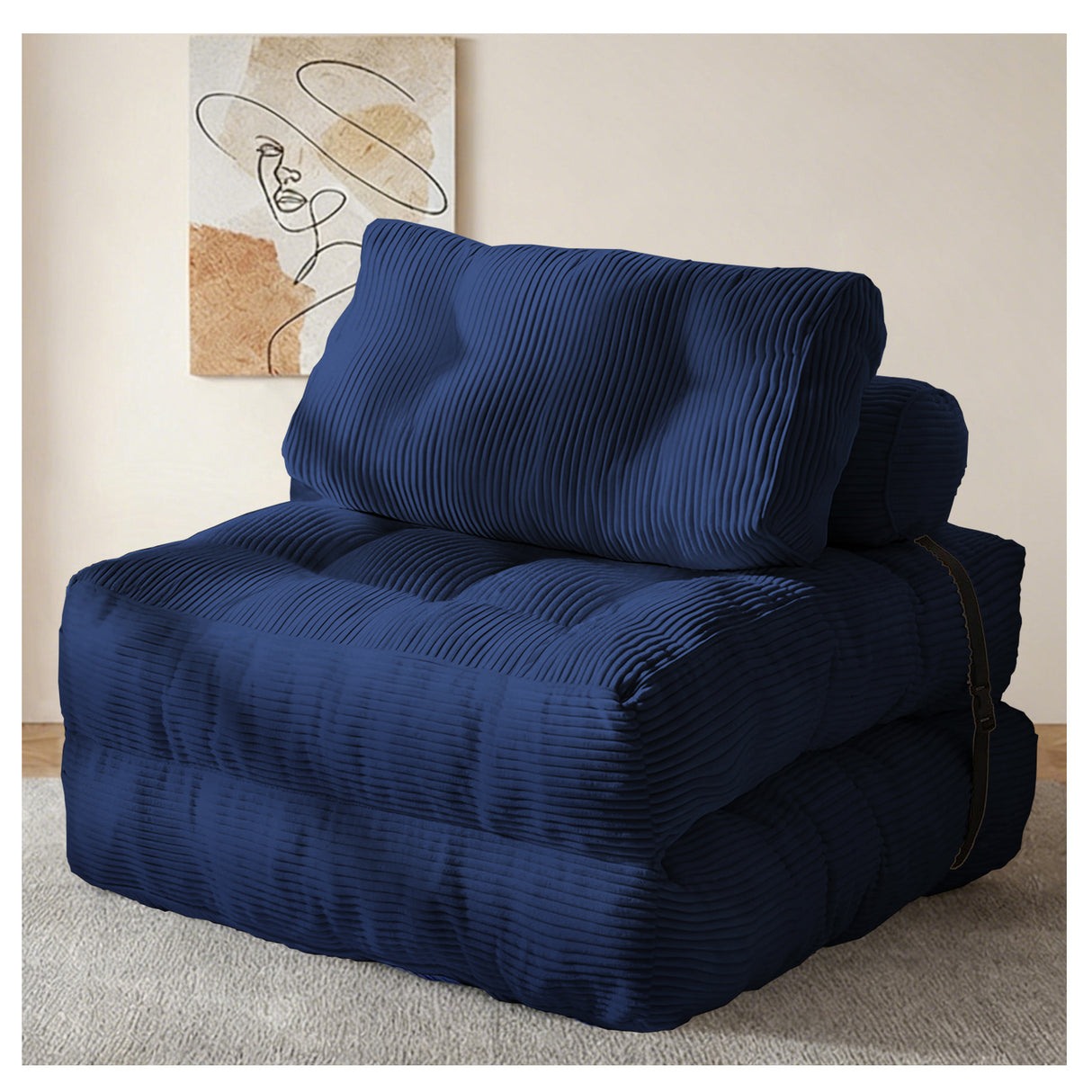 Modular Convertible Floor Couch Sofa Bed With Corduroy