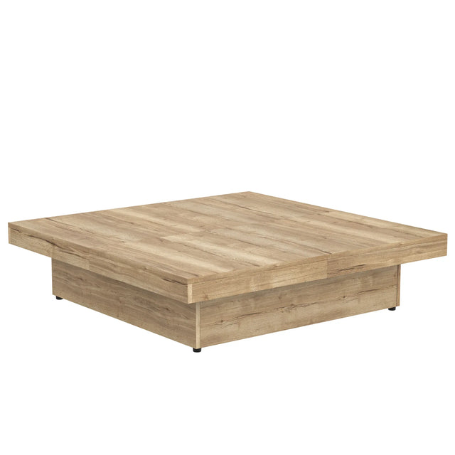 Square Storage Coffee Table Sliding Top Natural Veneer - Omega Lifestyles