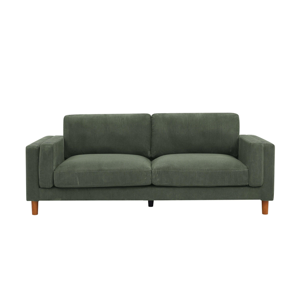 Dark Green Corduroy Upholstered Square Arm 3-Seat Sofa - Omega Lifestyles