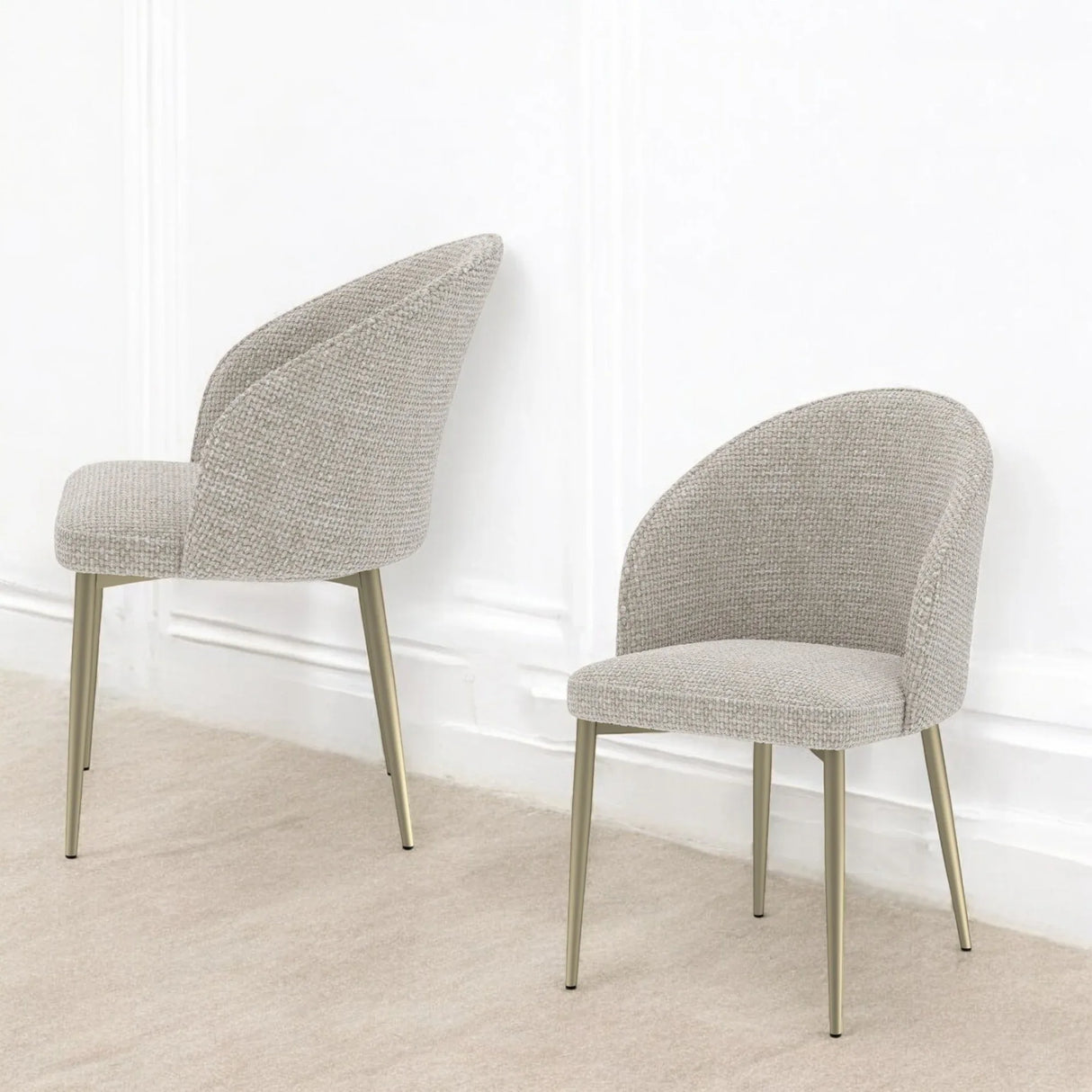 Champagne Fabric Upholstered Side Chair Set Of 2 - Omega Lifestyles
