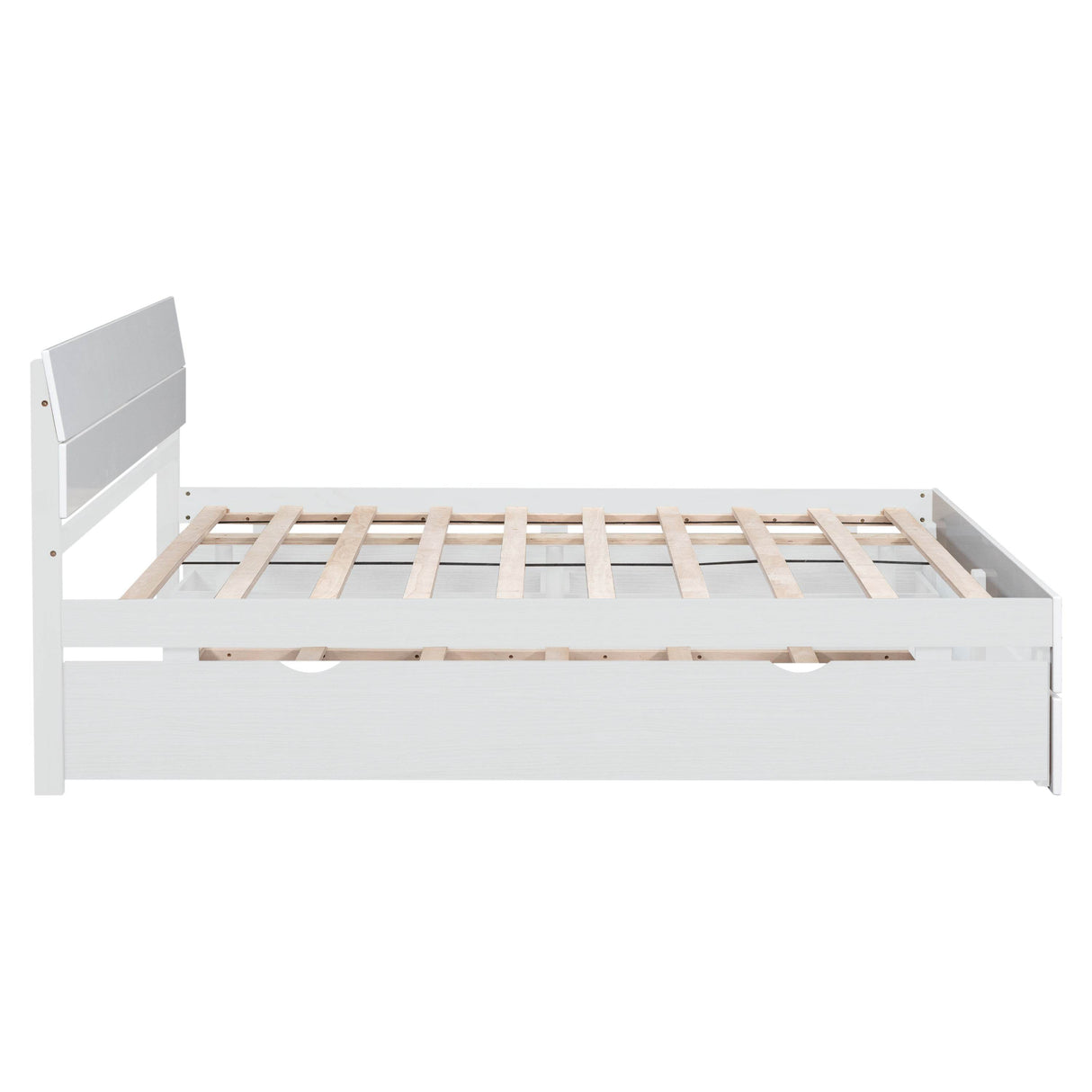 Modern Full White High Gloss Bed Frame With Trundle - Omega Lifestyles
