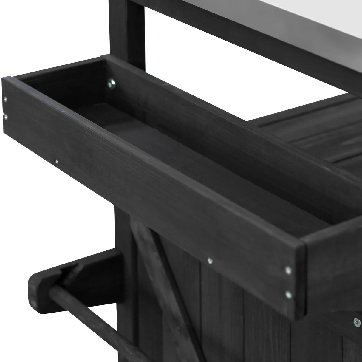 Farmhouse Solid Fir Wood Outdoor Kitchen Island Cart - Omega Lifestyles